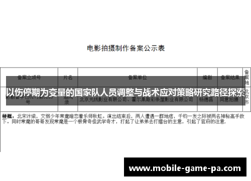 以伤停期为变量的国家队人员调整与战术应对策略研究路径探索
